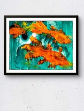 Mary Myers Original Expressionist Goldfish Painting 11x14 Acrylic Paper Art picture