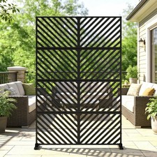 NAIZEA Metal Privacy Screen Freestanding Rustproof Steel Privacy Panels w/ Stand picture