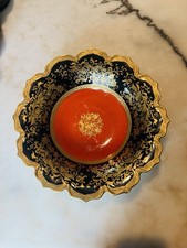 Vintage Noritake Scalloped Bowl Gold Gilt Cobalt Red - Gioielleria Leonardo Gait picture