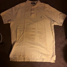 Two VINTAGE Ralph Lauren Shirts. A Tailored Dark Blue SHIRT and a Yellow POLO. picture