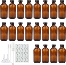 8oz Amber Glass Bottles, 20 Pack Glass Storage Bottles with Black Lids picture