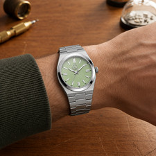 Automatic Watch Aureus Nova Classic Stainless Steel Green Dial 36/39mm New picture