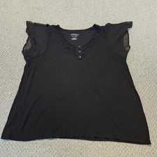 Torrid Super Soft Black Slub Jersey Top with Lace Detail Size 2X picture