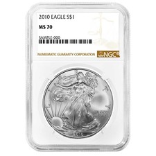 2010 $1 American Silver Eagle NGC MS70 Brown Label picture