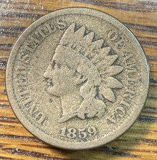 1859 Indian Cent Nice Original Good CHRC picture