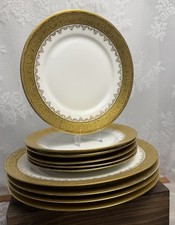 Antique Coronet Limoges Gold Encrusted Plates Set of 10 6.5” & 9 picture