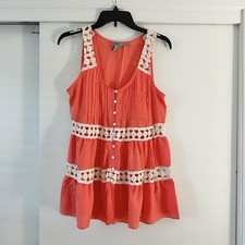 Anthropologie Vanessa Virginia Coral Crochet Tank Women’s Size 2 EUC picture