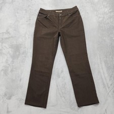 Chico's Platinum Jeans Womens 1 8/M SHORT Brown Ultimate Fit Slim Leg Stretch picture