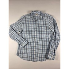 Faherty Brand Mens Large Blue White Plaid Cotton Button Down Long Sleeve Shirt picture