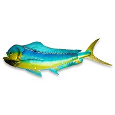 G128 36 IN Green Mahi-mahi Metal Wall Decor Tropical Ocean Theme Indoor Outdoor picture
