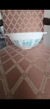 Vtg PYREX Amish Butterprint 443 Cinderella Mixing Bowl 2.5qt White/Turquoise USA picture