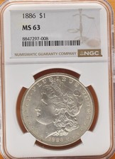 1886 P Morgan Silver Dollar NGC MS63 $1 Coin Philadelphia Uncirculated picture
