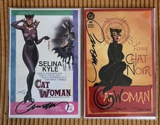 CATWOMAN #88 J. SCOTT CAMPBELL CHAT NOIR & BREAKFAST VARIANTS SET NM SIGNED COA picture