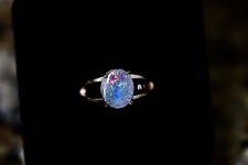 Australian Opal Ring 1 CT Untreated Crystal Opal Size 6 Split Shank Silver picture