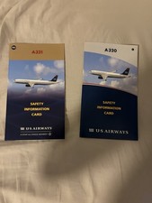 US Airways A320 And US Airways A321 Safety Card *LOT OF 2 MINT picture