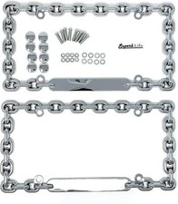 Superb LNF Universal Chrome Mega-Metal Round Chain Link Design License Plate picture