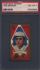 T205 Gold Border Tris Speaker Boston PSA 4 Piedmont Back picture