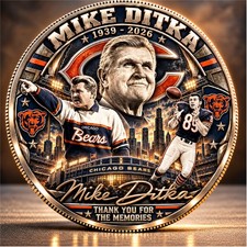 Mike Ditka Challenge Coin Chicago Bears Legend 1939-2026 Hall of Fame Gold Gift picture