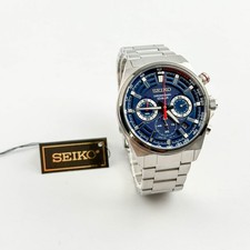Seiko Essentials SSB407 Men's Chronograph Quartz Blue Dial Stainless Steel Watch picture