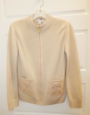 St John Sport sz XP Beige Oatmeal Santana Knit Full Zip Jacket picture
