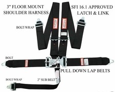 RACERDIRECT  NEW SFI 16.1 LATCH & LINK 5 POINT RACING HARNESS SEAT BELT BLACK picture