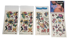 Vintage 1992 90s Jerome Russell Temporary Tattoos Skulls Roses Variety Lot Of 4 picture