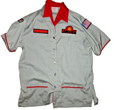 VINTAGE Gray AWANA Clubs Uniform Shirt Compass Patches Womens sz 36 Small picture