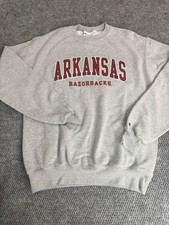 Champion Arkansas Razorbacks Sweatshirt Mens Medium M Gray Arch Tackle Twill picture