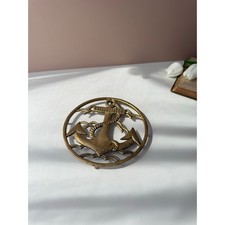 Vintage Brass Nautical Anchor Round Trivet Coastal Maritime Decor Brass Kitchen picture