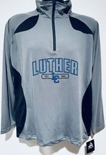 Luther College J America 1/4 Zip gray Large Logo pullover - adult  Medium NWT picture