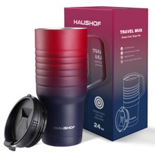 HAUSHOF 24 oz Travel Mug with Handle Stainless Steel Vacuum Insulated Coffee Mug picture