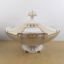 Antique KPM Berlin Porcelain Lidded Tureen #6529 German Porcelain White & Gold picture