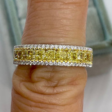 2.55 Ctw Cushion Cut Lab Created Anniversary Unique Ring 14K Yellow Gold Plated. picture