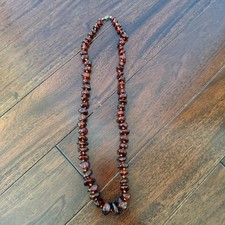 Vintage Genuine Amber Nugget Bead Necklace Cognac Cherry Honey Knotted 24