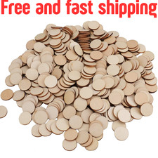 400 Pieces 1 Inch Unfinished Wood Craft Circle Cutouts round Natural Wooden Disc picture