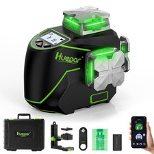 HUEPAR LCD Display Cross Line Laser Level Green Beam Bluetooth Remote Control picture