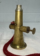 Rare antique 19th century German engraved brass silver signal horn trumpet picture