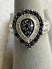925 Sterling Silver JWBR Pear Shaped Diamond Ring Size 7.25 picture