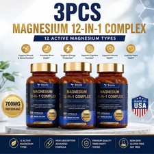 3 Bottles - Magnesium 12 in 1 Complex 700mg - Glycinate Citrate Malate Taurate picture