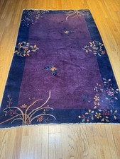 Unbelievable Antique Purple Chinese Art Deco Rug 4’2 X 6’6 Mint Condition picture