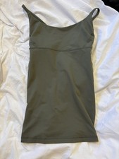 Lululemon Power Y Tank Olive Green Built-In Bra Strappy Yoga Top Size L picture