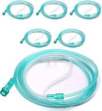 BOX OF 5 (FIVE) 7FT Adult Flexible Tip Soft Nasal Oxygen Cannulas Green picture