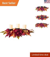 Elegant 26 Inch Fall Centerpiece with Candle Cups & Faux Apples for Thanksgiving picture