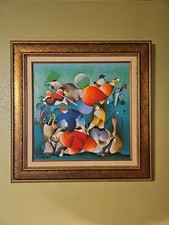 David Schluss Our Serenade Abstract Musician Serigraph on Canvas picture