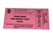 Vintage CBS George Burns' 100th Birthday Party Special Nov 11, 1978 Ticket Stub picture