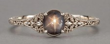Natural Star Sapphire Ring, Vintage Victorian Filigree Ring, 925 Sterling Silver picture