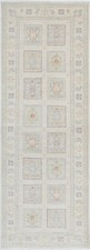 2.6x8 ft Hand Knotted Ivory, Light Blue, Pale Pink Wool Runner Rug. Corridor Rug picture