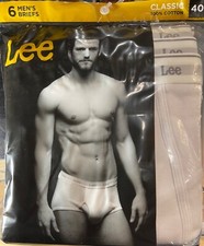 6-Pack Lee Mens Classic Brief 100% Cotton White size 42 picture