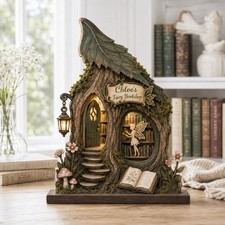 Personalized Fairy Bookshop Wooden Block, Fantasy Shelf Decor (2D) picture