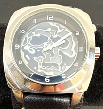 Rare Vintage Camo Skull Mens Fossil Big Tic JR-8764 In Perfect Working Condition picture